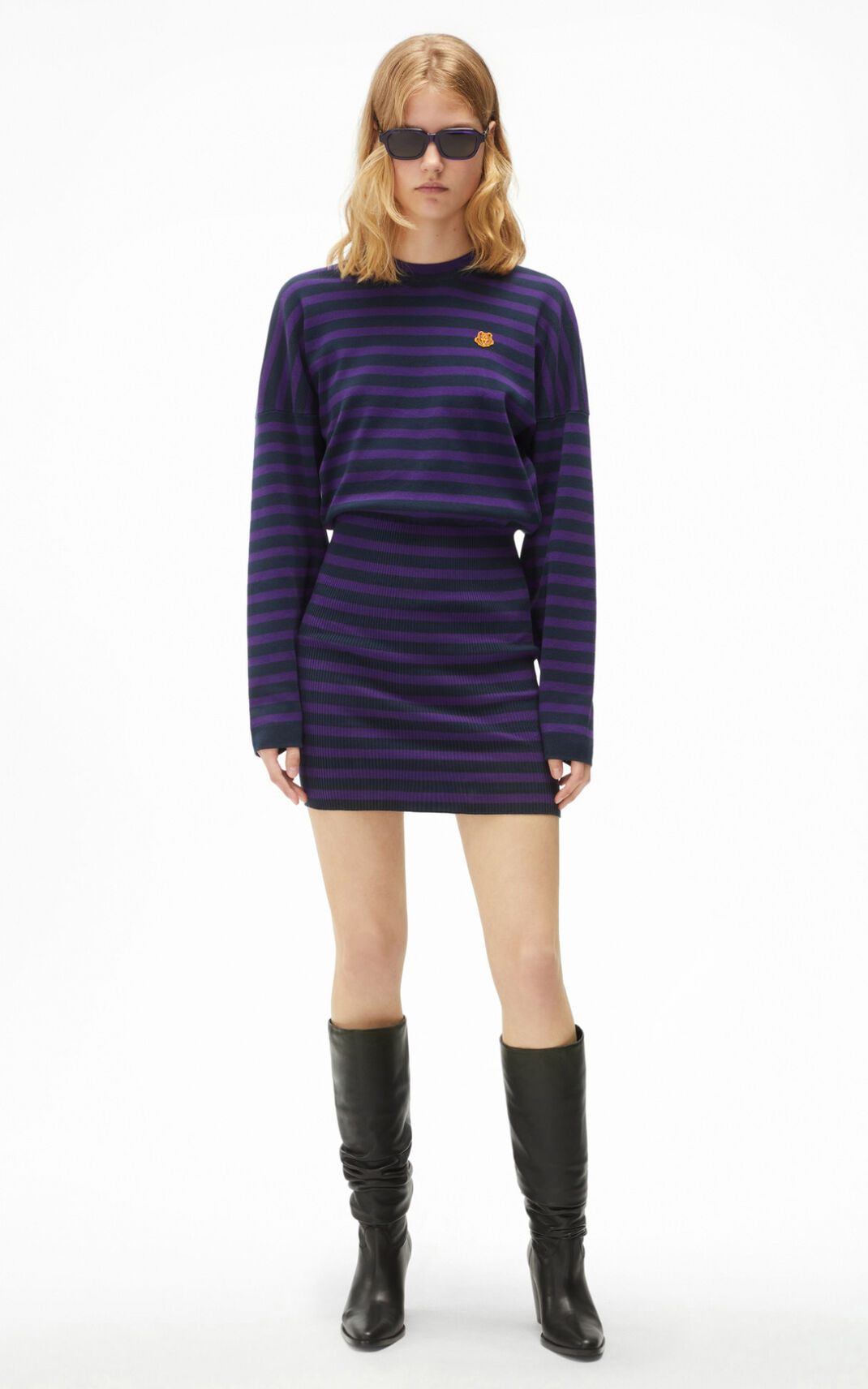 Vestido Kenzo Striped jumper Feminino - Azuis Pretas | 572MYBJQA